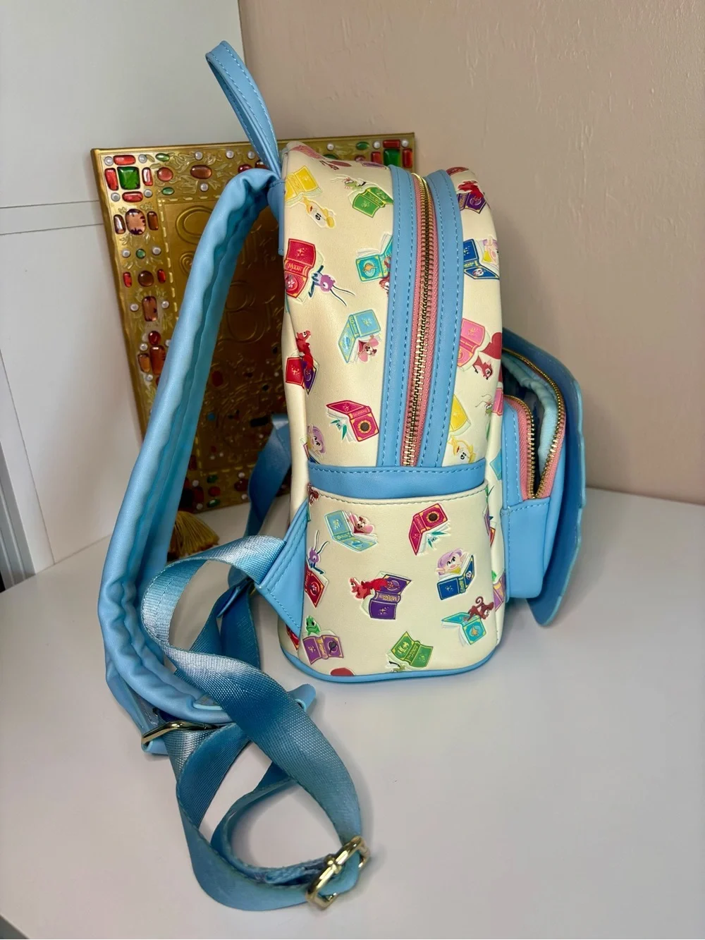 Disney x Loungefly Stacked Princess Books Mini Backpack - Cream & Pastel